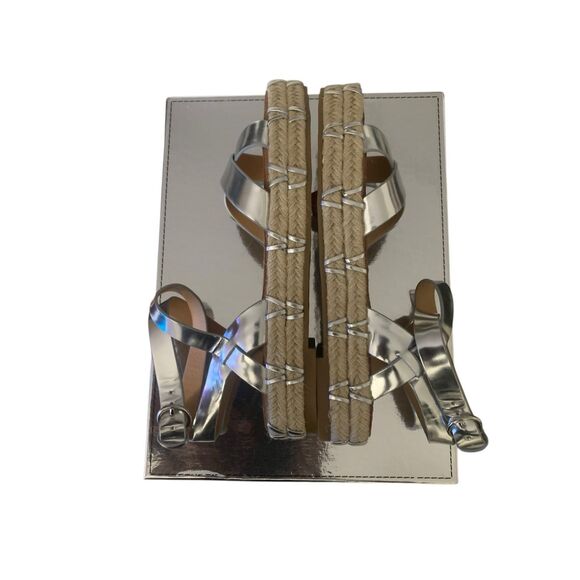 Sigerson Morrison Jacky Silver Espadrille Platform Sandal Women’s Size 9.5 New - Picture 7 of 9